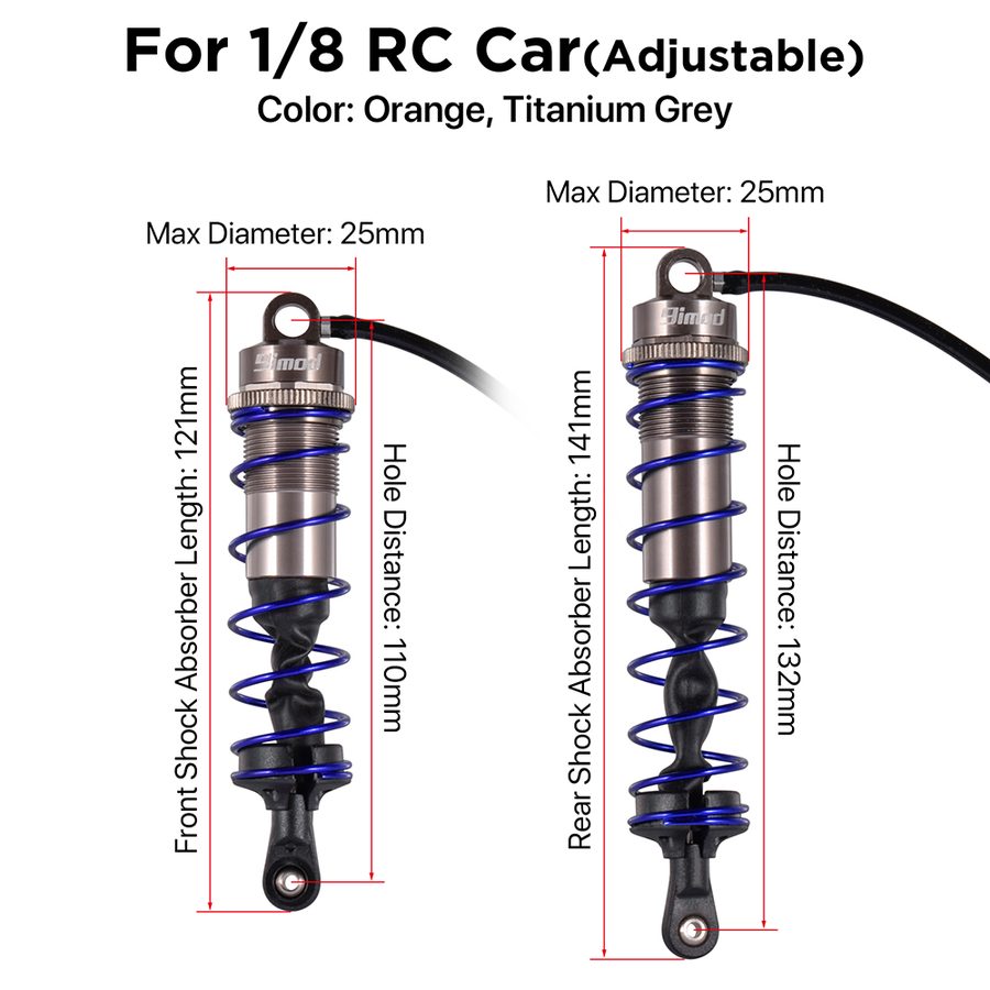 1/7 1/8 1/10 RC Car Scale Metal Hydraulic Shock Absorber