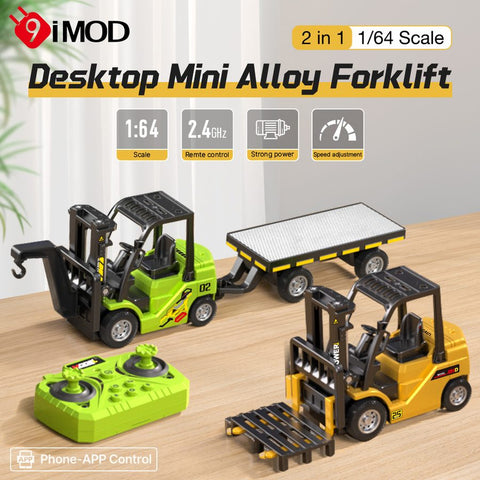 9IMOD 1/64 Model Car Alloy Forklift 2IN1 Crane And Forklift APP