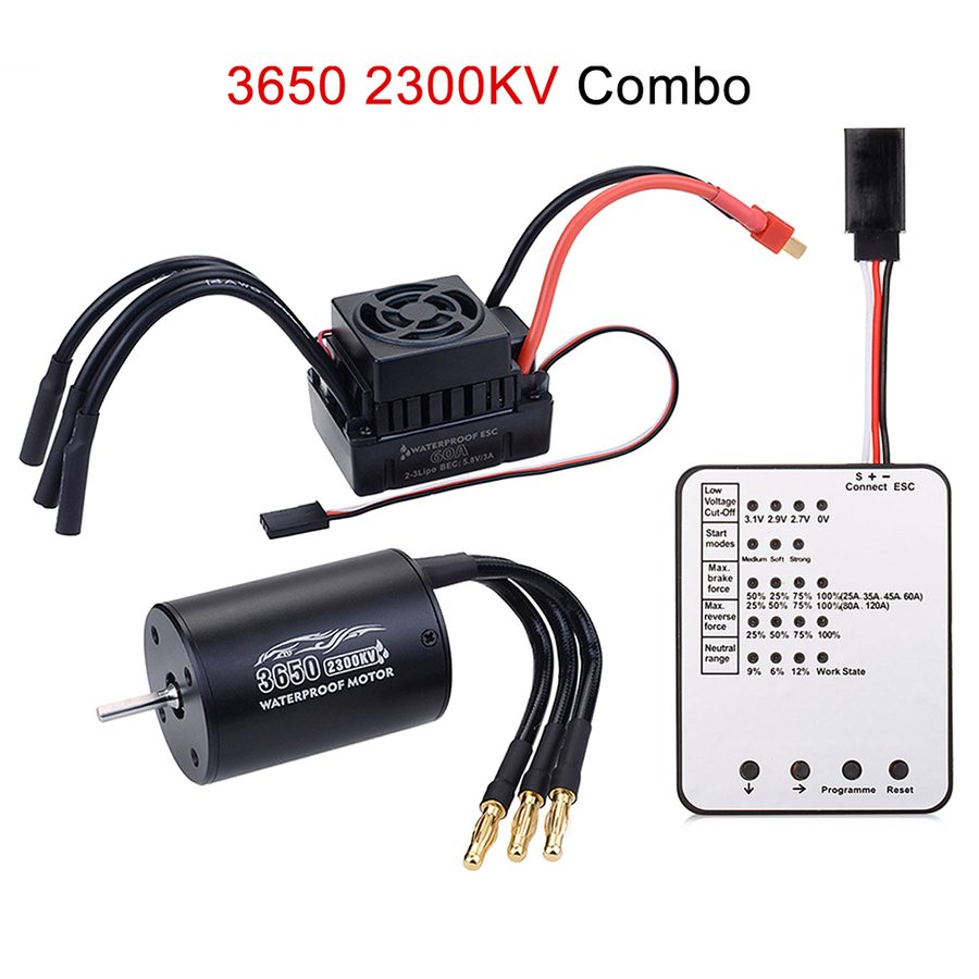 Waterproof 3650 2300KV 3100KV 3900KV Brushless Motor 60A ESC