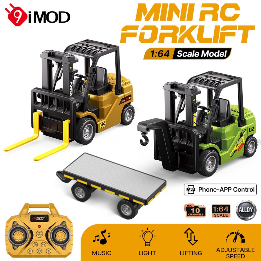 9IMOD 1/64 Model Car Alloy Forklift 2IN1 Crane And Forklift APP