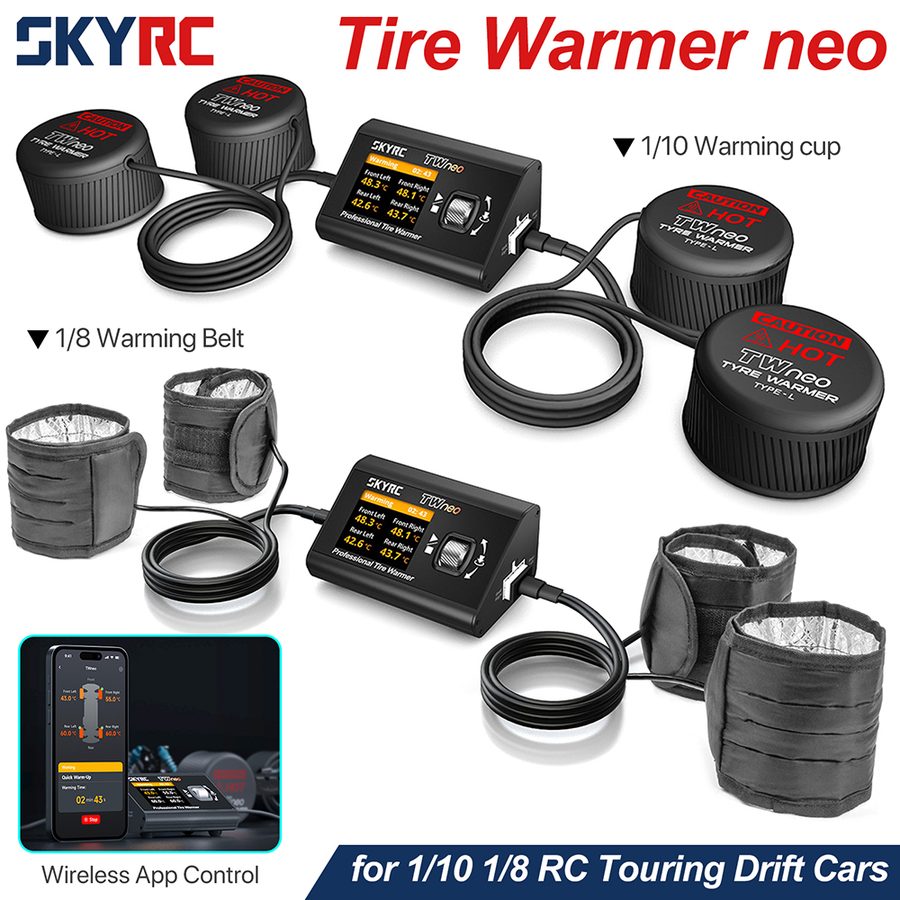 SKYRC TWneo RC Tire Warmer 20-80°C 4-Wheel Independent Heating for 1/8 1/10 Cars