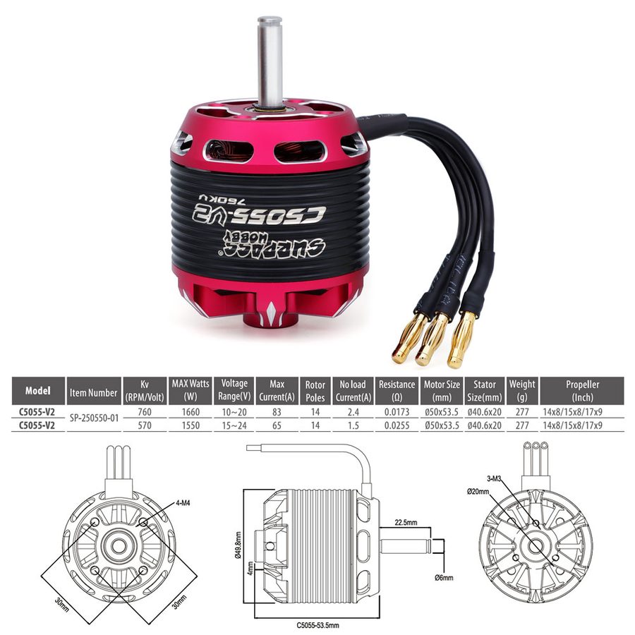 Surpass Hobby Fixed-Wing V2 C50 Series Motor ESC Combo