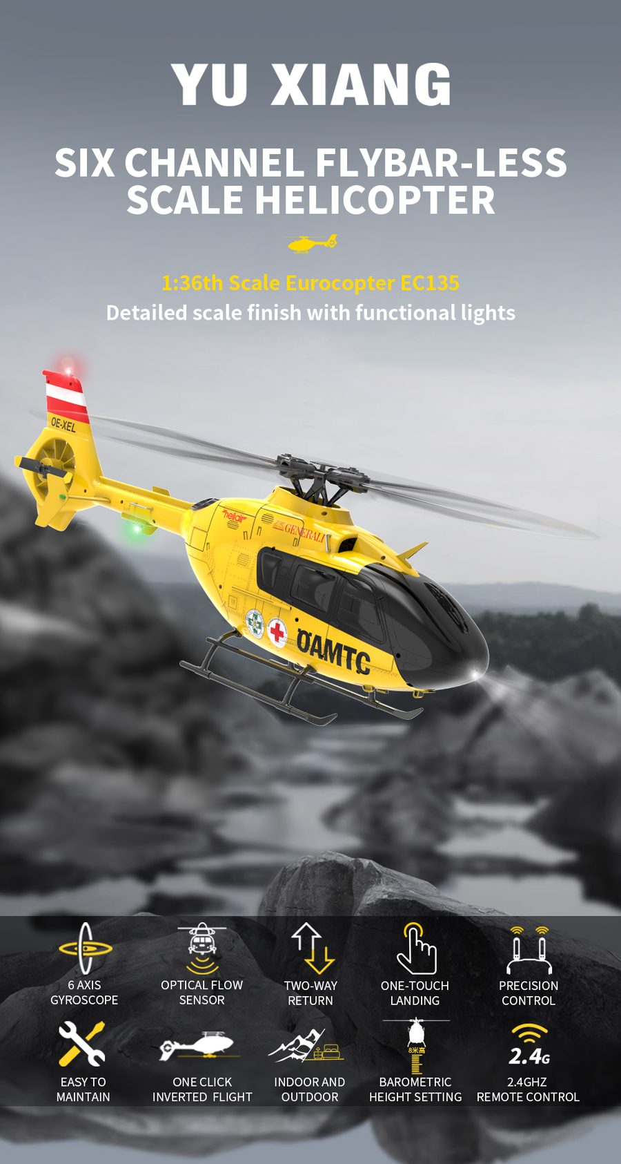 YUXIANG EC135 6CH Flybarless Scale Helicopter