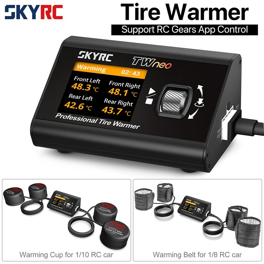 SKYRC TWneo RC Tire Warmer 20-80°C 4-Wheel Independent Heating for 1/8 1/10 Cars