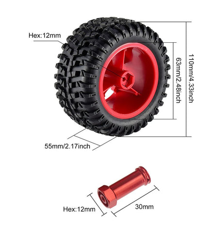 WLtoys 144001 124019 124018 Upgrade Tires Combo 4 Black Red