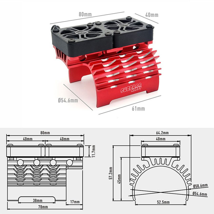A1 Surpass 1/5 55/56/58mm Brushless Motor Fan 8.4V/16000 Cooling Red