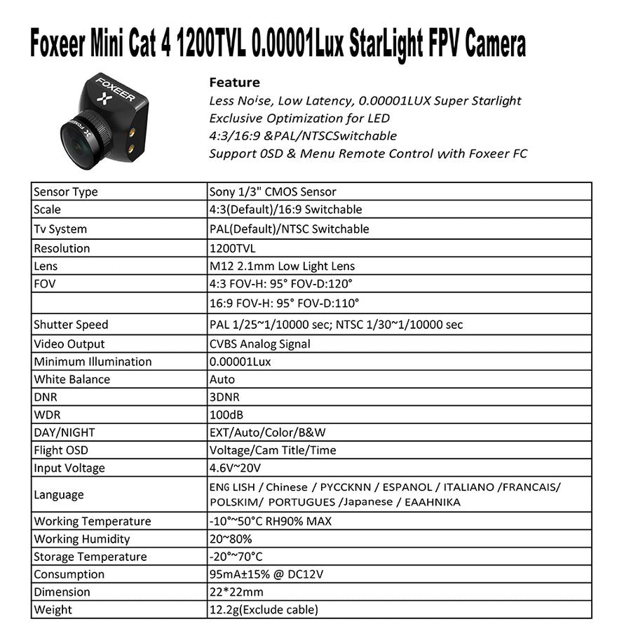 Foxeer CAT4 Micro/Mini 4 FPV Camera