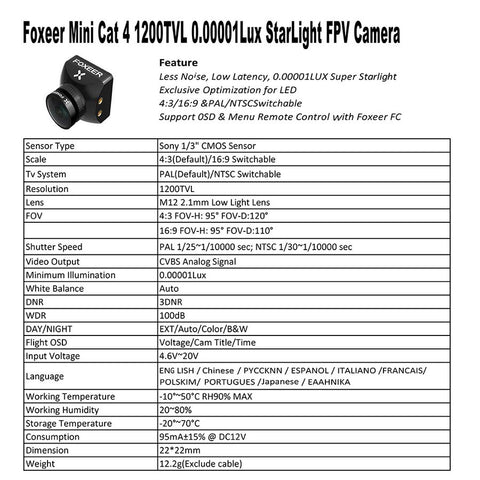 Foxeer CAT4 Micro/Mini 4 FPV Camera