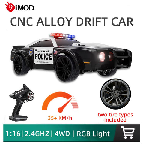 9IMOD 1:16 RC Car 35KM/H High Speed Vehicle RGB Light Dual Replace Tires Racing Drift Car SG-1614 Remote Control Muscle Police Car