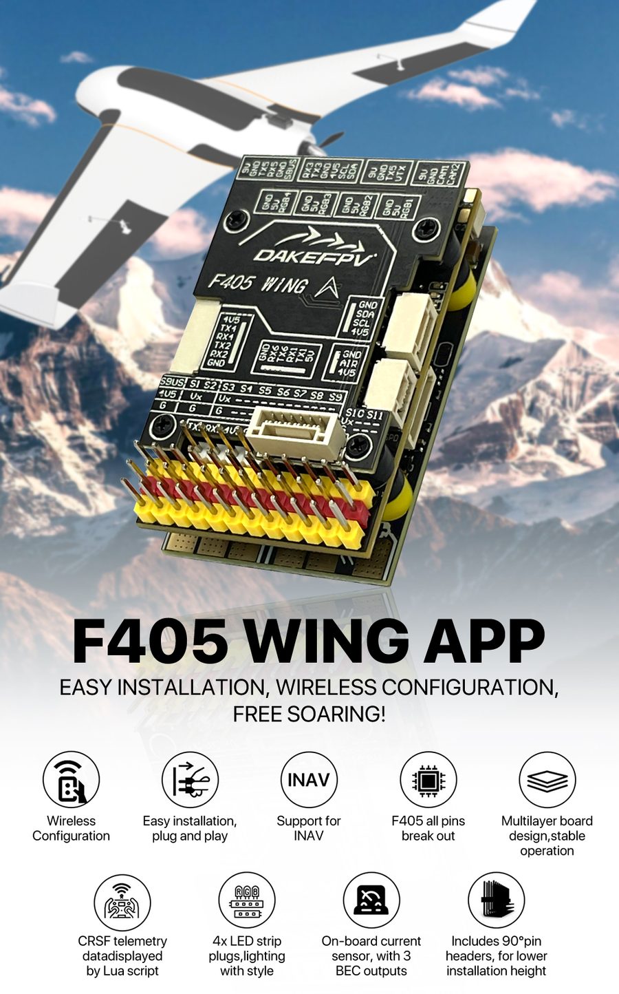 DAKEFPV F405 WING Fixed-Wing Flight Controller